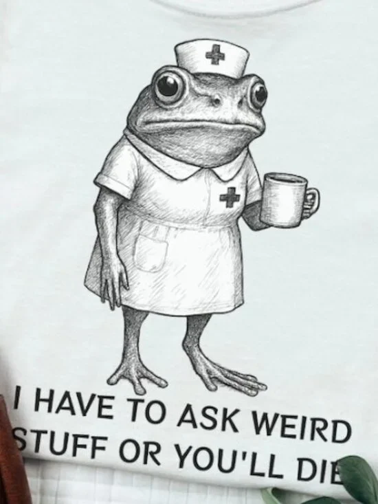 Funny Nurse Frog Shirt, Coffee Lover Nursing T-Shirt - Picture 2 of 3